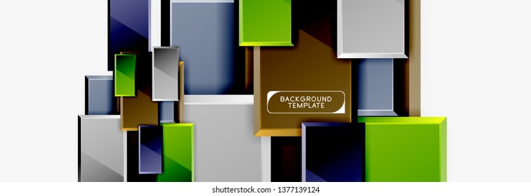 Square geometric composition, vector blocks background