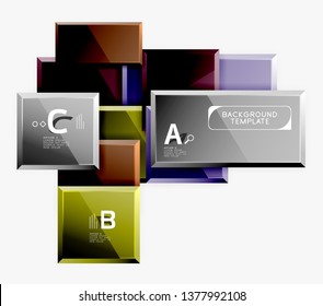 Square geometric composition, vector blocks background