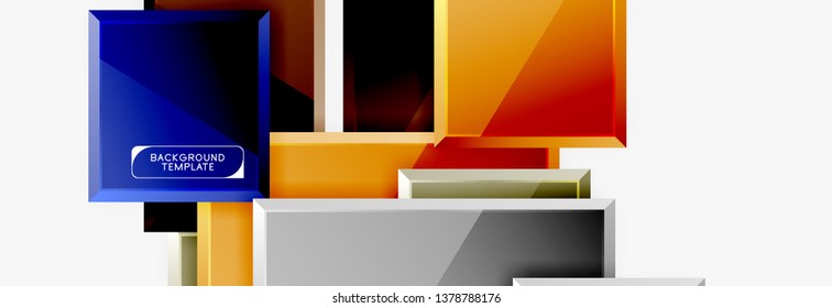 Square geometric composition, vector blocks background