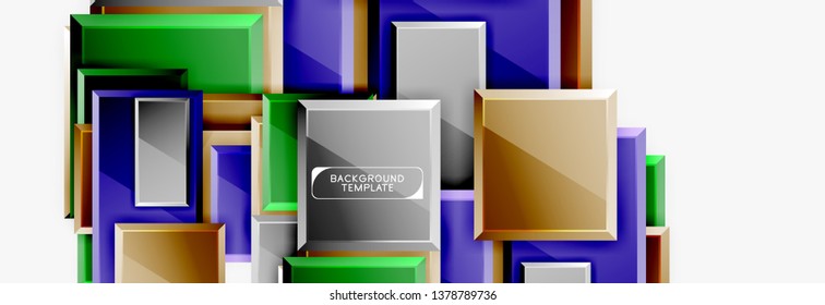 Square geometric composition, vector blocks background