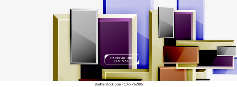 Square geometric composition, vector blocks background