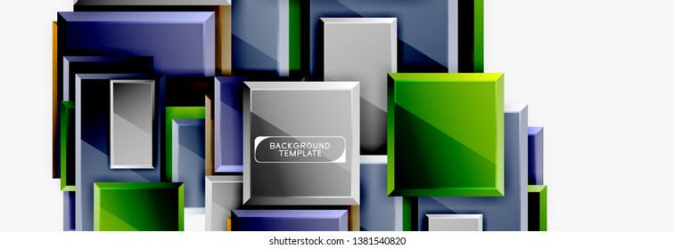 Square geometric composition, vector blocks background