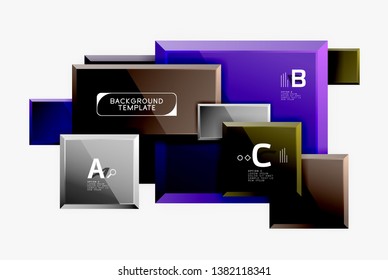 Square geometric composition, vector blocks background