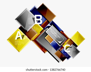 Square geometric composition, vector blocks background