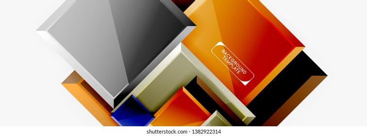 Square geometric composition, vector blocks background