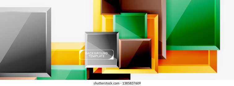 Square geometric composition, vector blocks background
