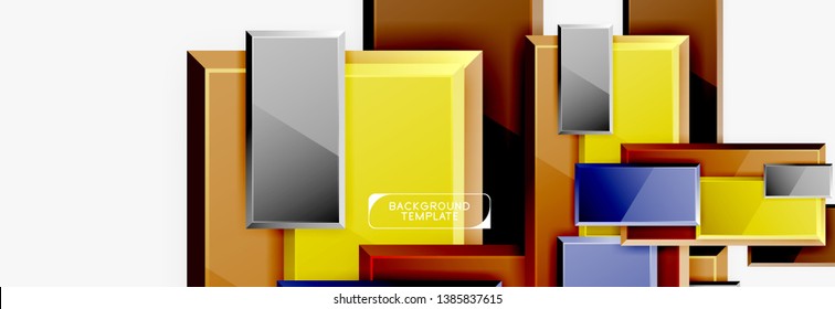 Square geometric composition, vector blocks background
