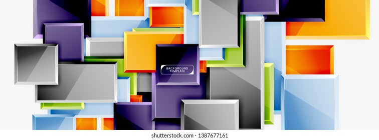 Square geometric composition, vector blocks background