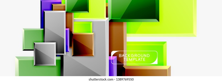 Square geometric composition, vector blocks background