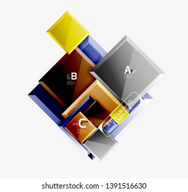 Square geometric composition, vector blocks background