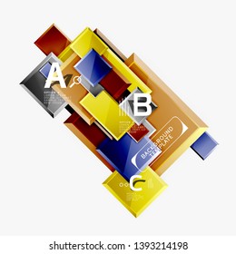 Square geometric composition, vector blocks background