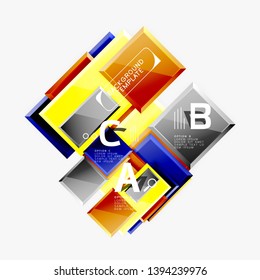 Square geometric composition, vector blocks background