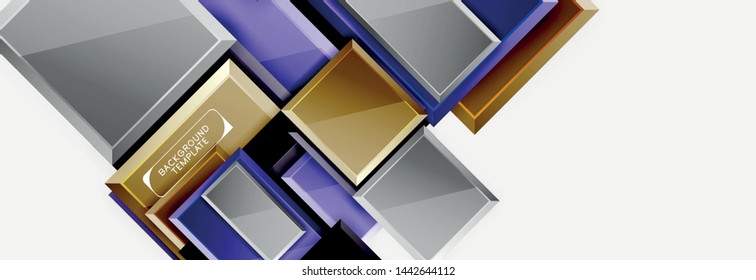 Square geometric composition, vector blocks background