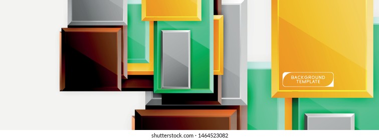 Square geometric composition, vector blocks background