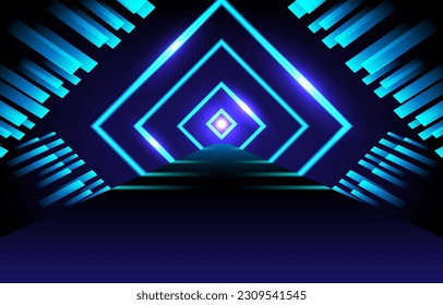square geometric corridor pattern light tunnel cyberspace futuristic technology digital connection communication.Elements Isolated vector illustration. and graphic technology  Science abstract  