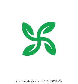 square geometric green leaf circle logo vector