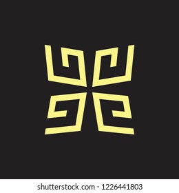 square geometric leaf shape logo vector