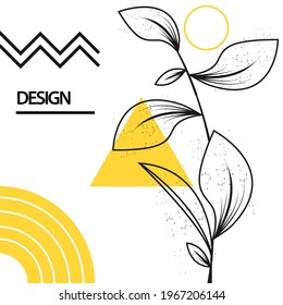 Square geometric leaves design background