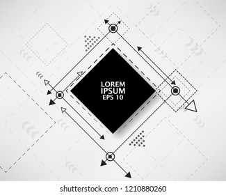 square geometric line. white vector background.