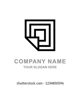 Square Geometric Maze Labyrinth Logo Vector Illustration