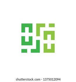 square geometric maze line logo vector