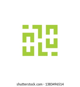 square geometric maze line logo vector