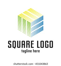 Square geometric modern and progressive logo template