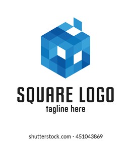 Square geometric modern and progressive logo template