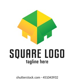 Square geometric modern and progressive logo template