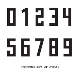 Square and geometric numbers from 0 to 9. Vector illustration isolated on white background.