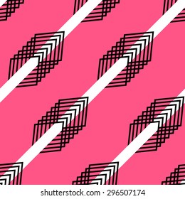 Square geometric pattern background.Pink colour.black square.White line.