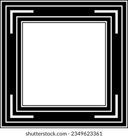 Geometrischer quadratischer Bildrahmen. schwarz-weißer Hintergrund. Vektorkunst.