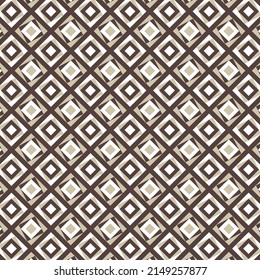 Square Geometric Seamless Pattern. Vector Design of Elegant Background for Wallpaper, Banner, Packaging, Fabric Print, Decoration. Brown-white texture