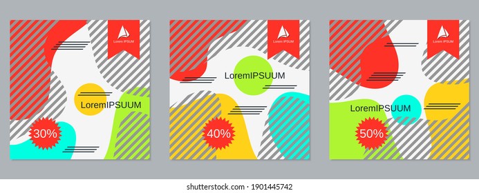 Square geometric style flyer, banner, booklet, brochure cover vector templates collection