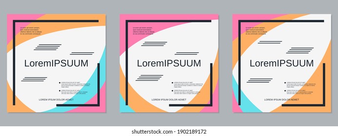 Square geometric style flyer, banner, booklet, brochure cover vector templates collection