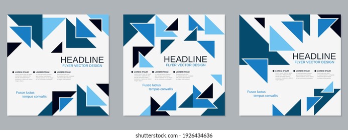 Square geometric style flyer, banner, booklet, brochure cover vector templates collection
