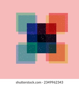 Objeto de forma geométrica cuadrada, diseño colorido con efecto de impresión de risografía. Vector de efecto de riso para la impresión o el activo de diseño. Perfecto para su diseño, forma de textura o impresión. SHOTLISTretro
