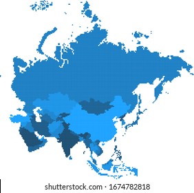 Square geometry shape Asia map.All elements are separated in editable countries. Vector illustration EPS10.