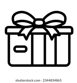 Square gift box and a bow line icon, holiday concept, present packing vector sign on white background, outline style icon mobile concept web design. Vector graphics.