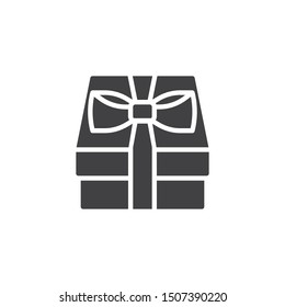 Square gift box with bow ribbon vector icon. filled flat sign for mobile concept and web design. Present, gift box glyph icon. Symbol, logo illustration. Vector graphics