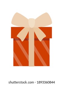 Square gift box with diagonal stripes and bow