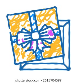 square gift box doodle icon sketch vector. square gift box sign. isolated symbol illustration