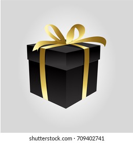 Square Gift Box with Ribbon and Bow Isolated on Background