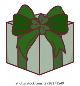 Caja de regalo cuadrada envuelta en cinta verde y trébol de trébol para San Patricio