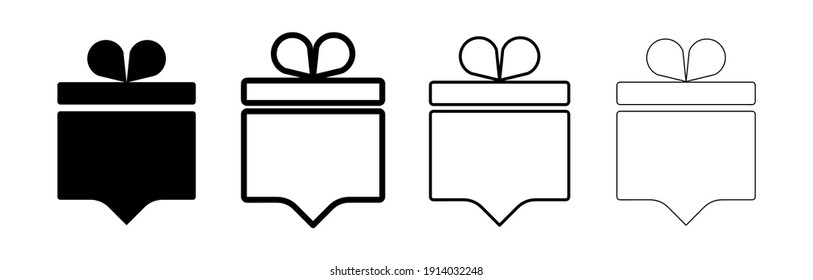 Square gift wrap icon with space for speech. Box with a lid. Gift wrap location. Similar sets of various speech buttons. Editable drawing. Vector on a white background.