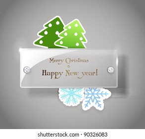 Square glass board with christmas greetings. Place your text on it