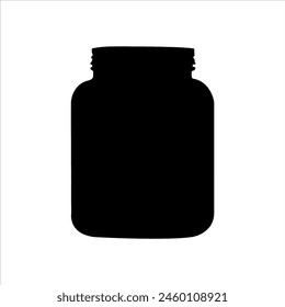 Square glass jar silhouette isolated on white background. Glass jar icon vector illustration design.