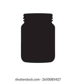Square glass jar silhouette isolated on white background