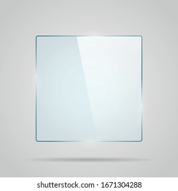 Square glass panel with bright reflection.