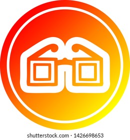 icono circular de gafas cuadradas con acabado degradado cálido